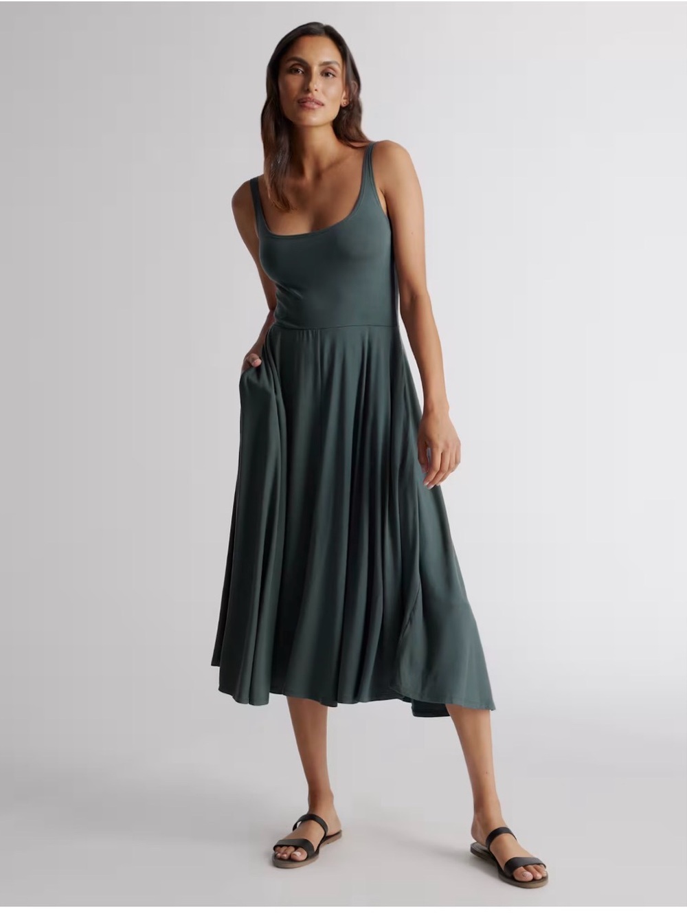 Quince Tencel Jersey Fit & Flare Dress